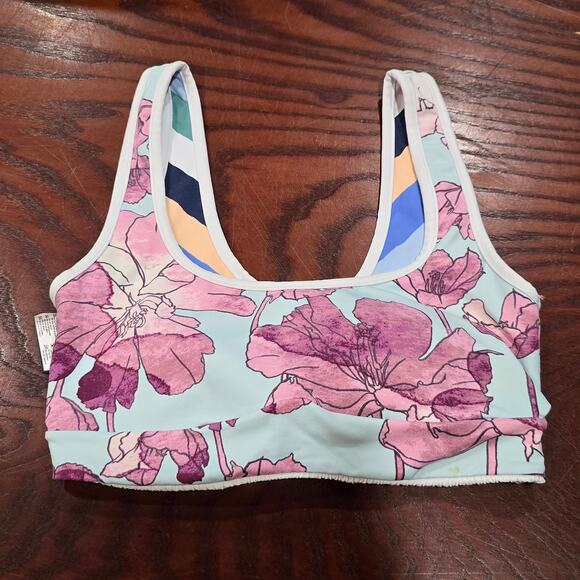 Maaji Multi Color Reversable Floral & Geometric Bikini Top Swimwear Sporty Swim - Picture 9 of 12